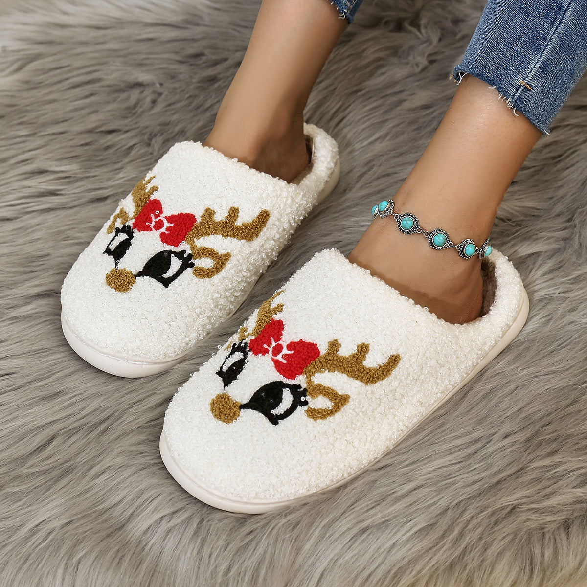 Christmas Home Slippers Indoor Soft Bottom Mute Warm