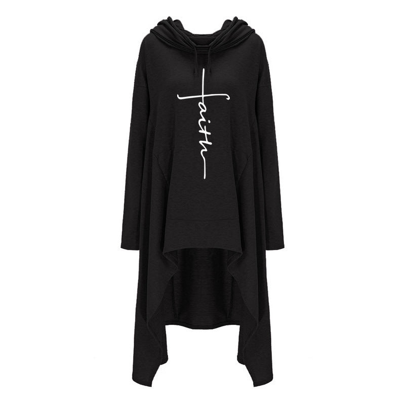 Long embroidered cloak hooded sweater