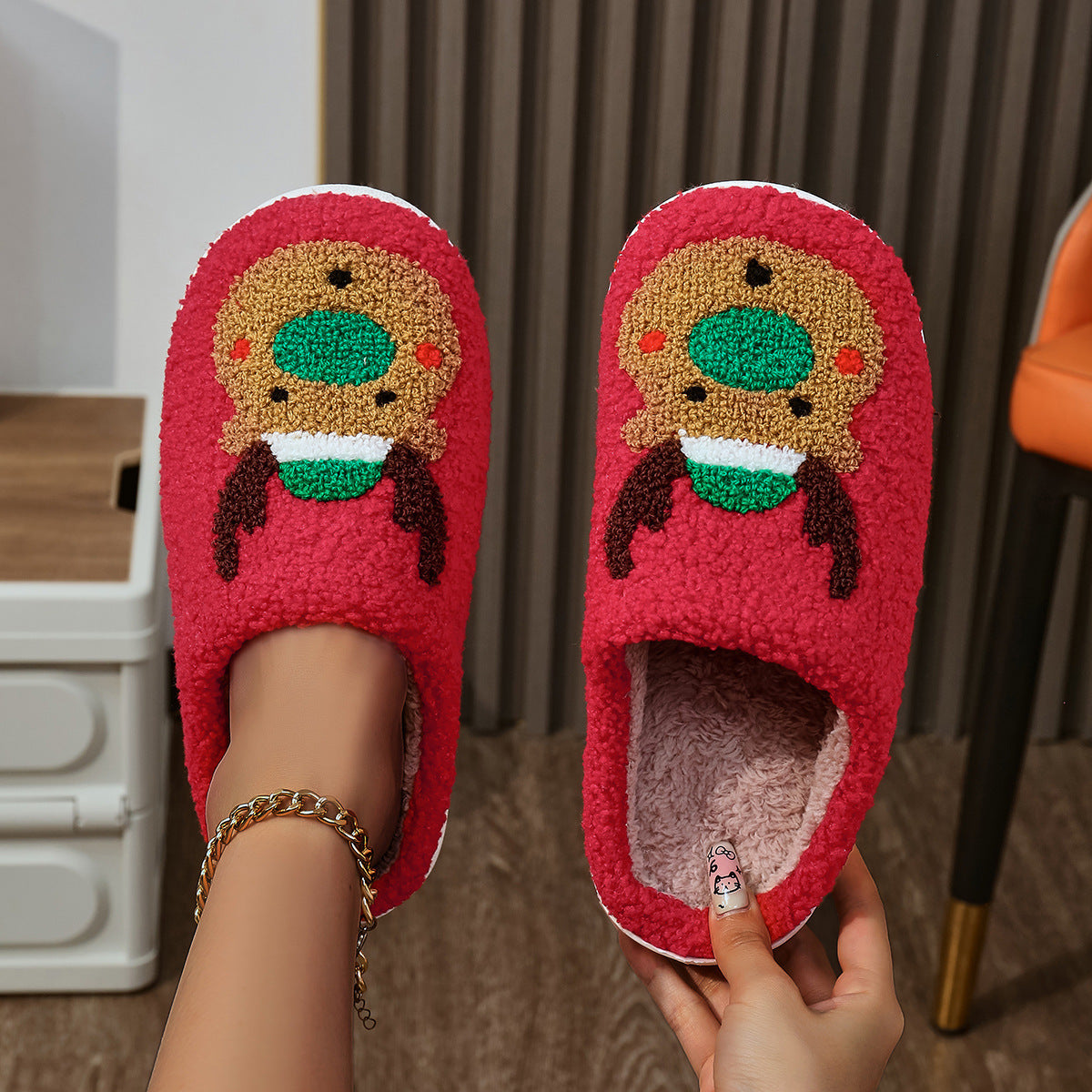 Christmas Home Slippers Indoor Soft Bottom Mute Warm